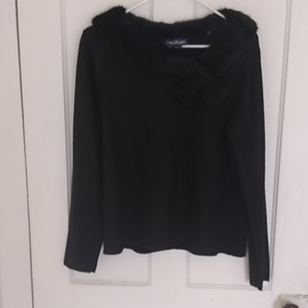Evan Picone sweater with removable fur collar